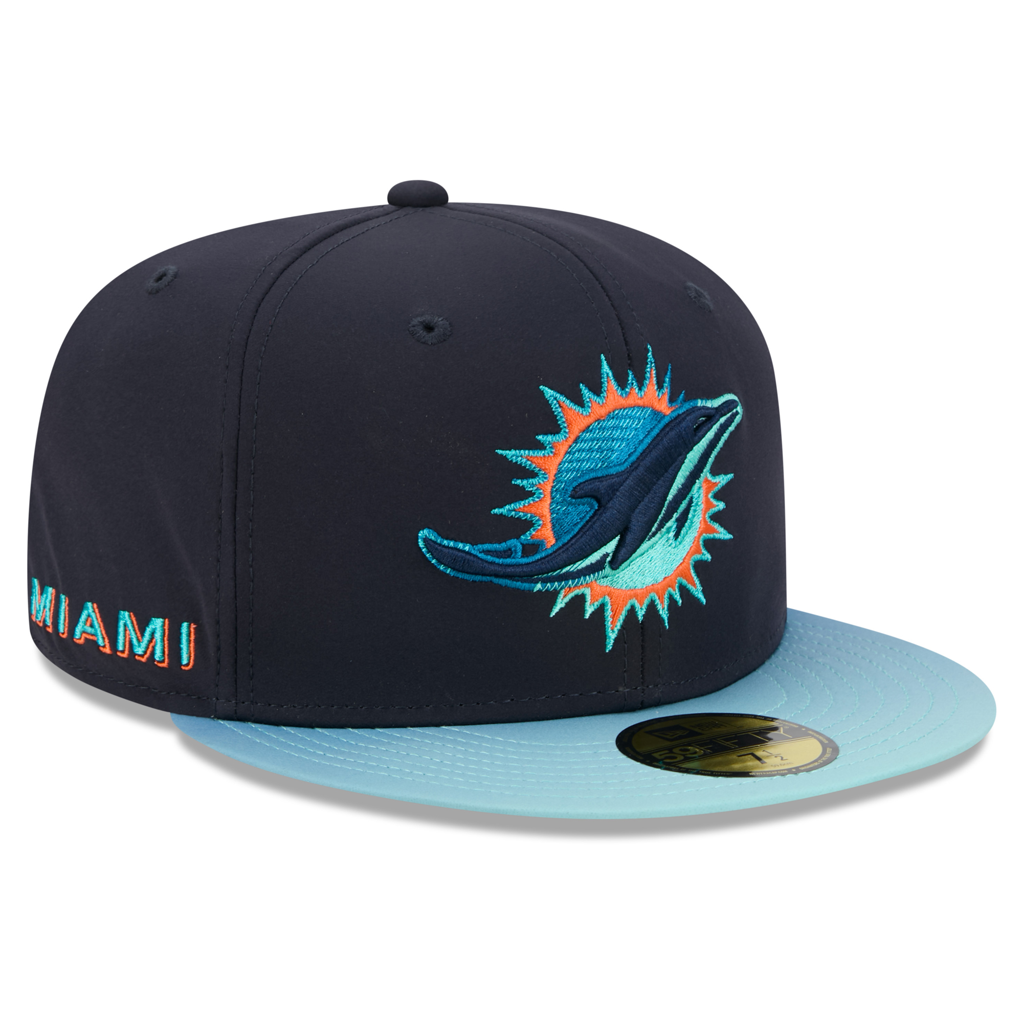 New Era Men's Navy Miami Dolphins Rivalries Collection 59FIFTY Fitted Hat - Navy, Blue