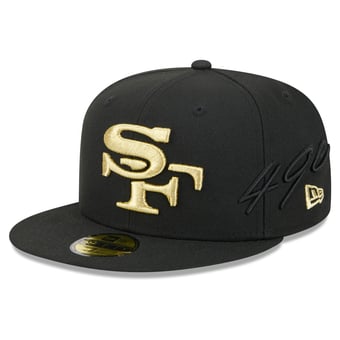 Men's New Era Black San Francisco 49ers Rivalries Collection Fan Pack Side Script 59FIFTY Fitted Hat