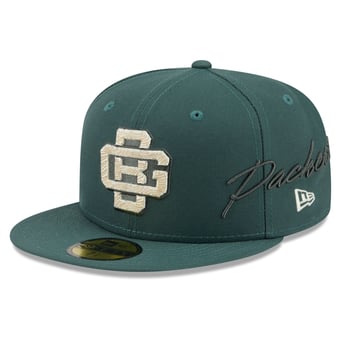 Men's New Era Green Green Bay Packers 2026 Rivalries Collection Fan Pack Side Script 59FIFTY Fitted Hat