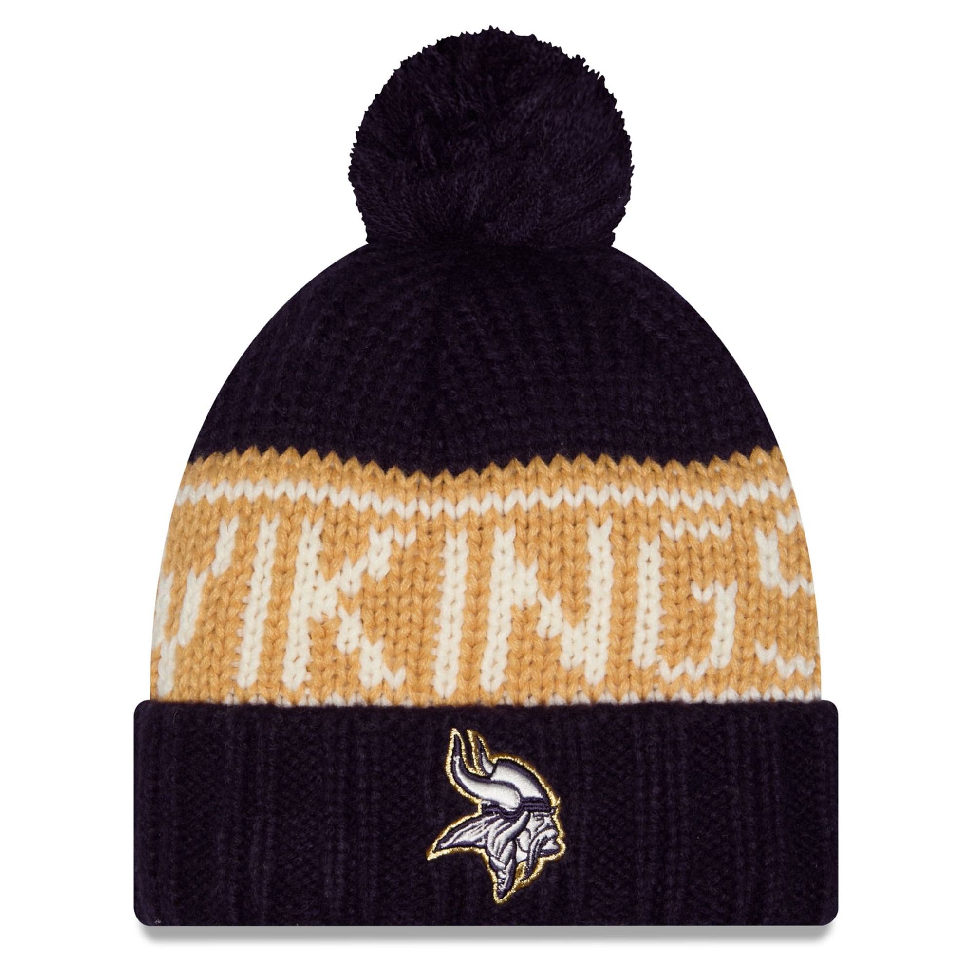 Women's New Era Purple Minnesota Vikings 2026 Rivalries Collection Cuffed Knit Hat with Pom