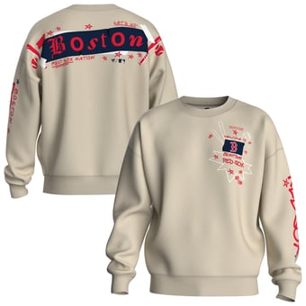 Women's Fanatics  Beige Boston Red Sox Graffiti Fleece Sweatshirt