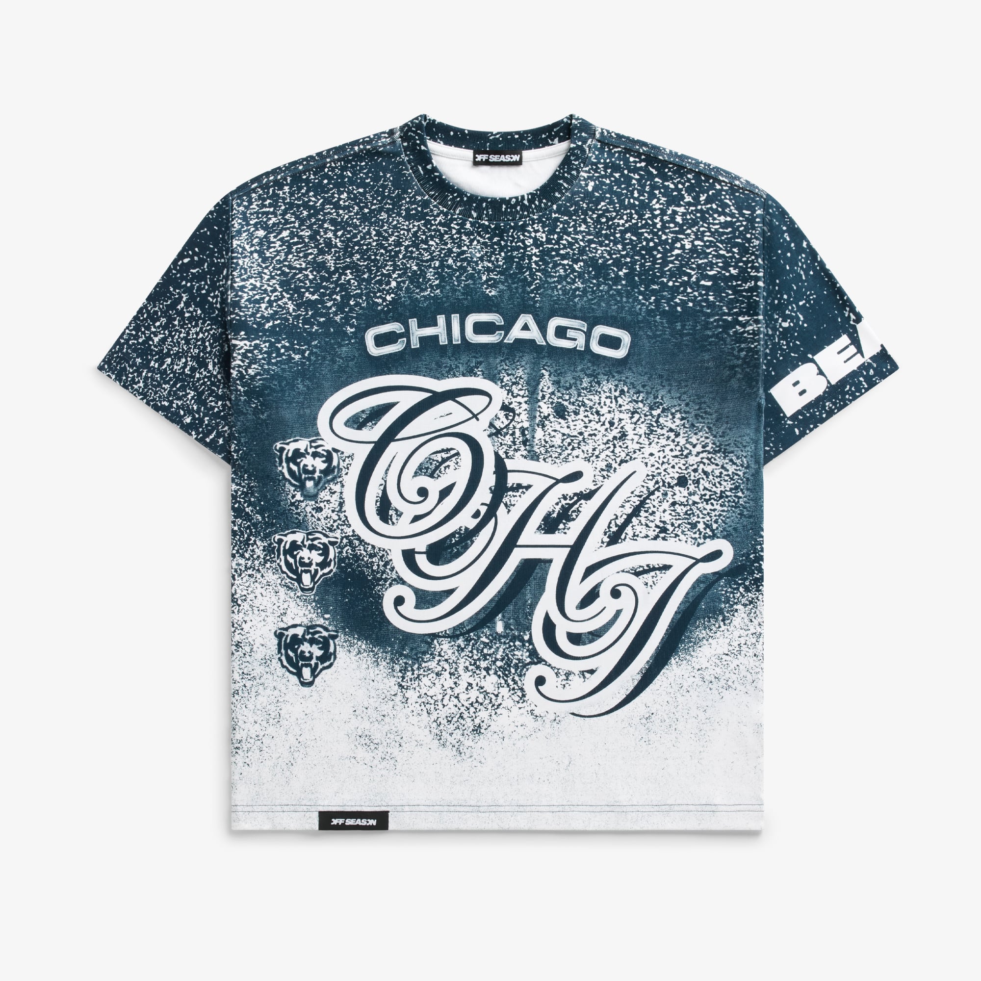 T-shirt unisexe bleu marine Chicago Bears à imprimé graphique géant