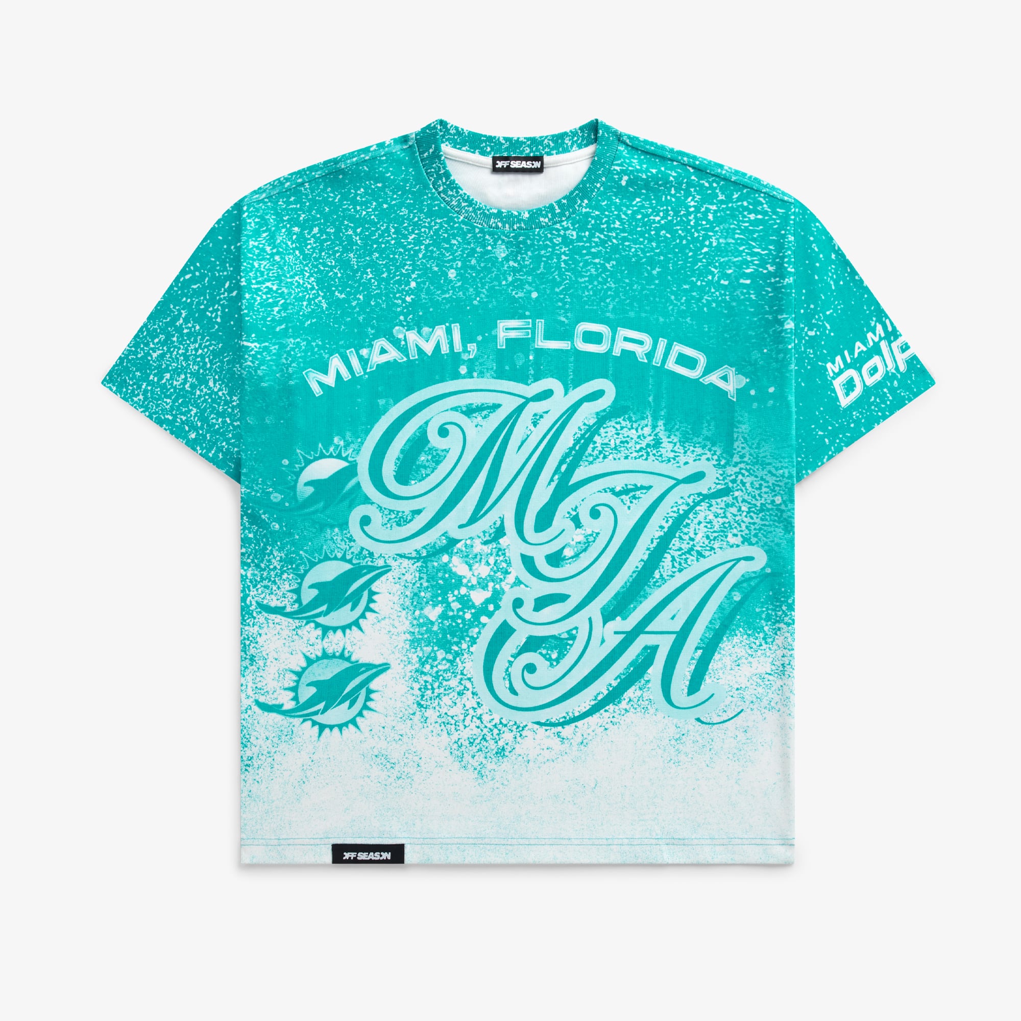 T-shirt unisexe à imprimé graphique géant Aqua Miami Dolphins