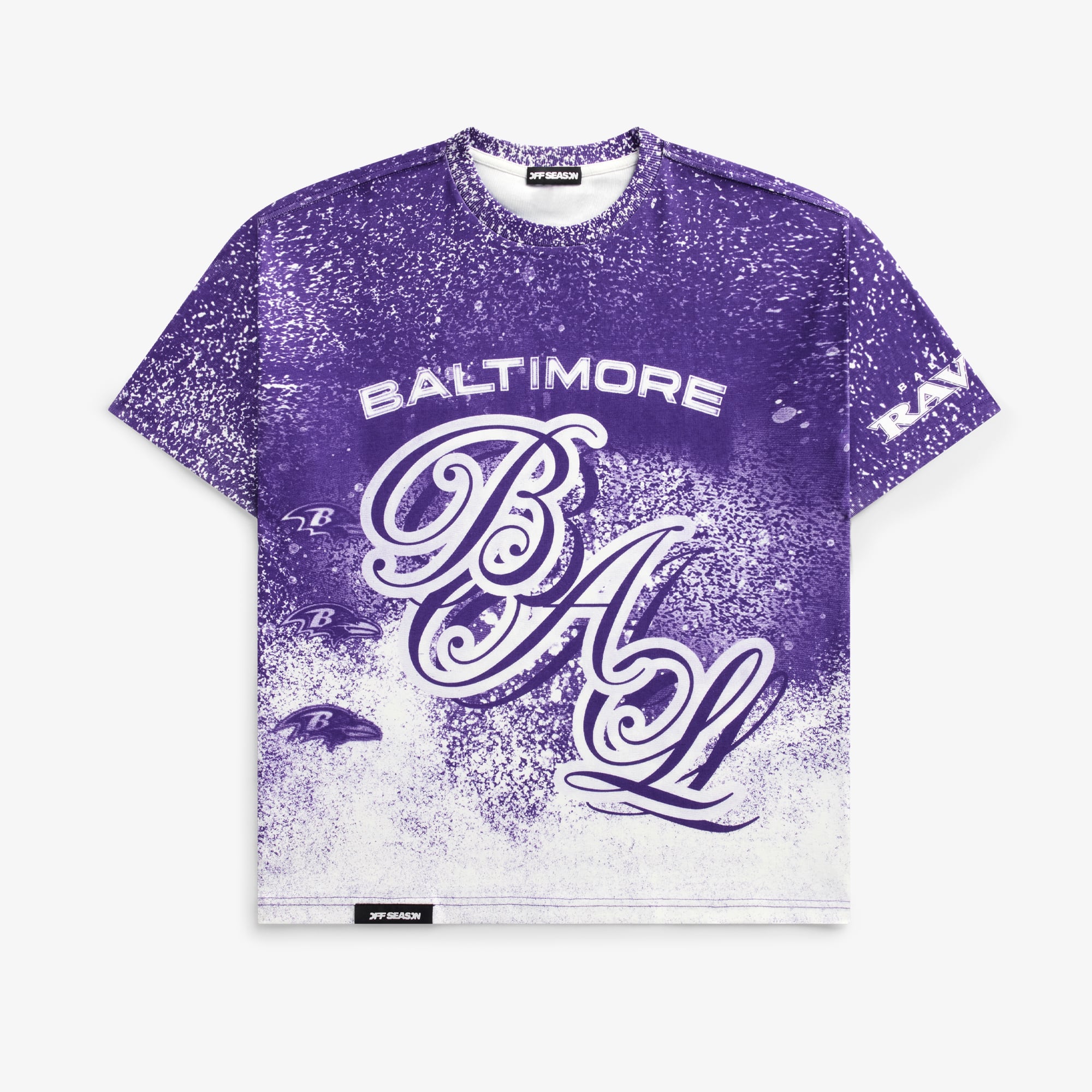 T-shirt unisexe violet à imprimé géant Baltimore Ravens