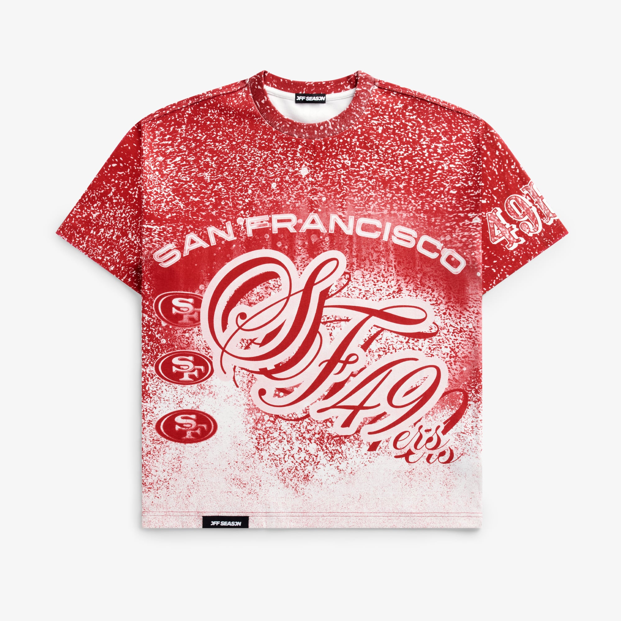 T-shirt unisexe rouge écarlate à imprimé géant des 49ers de San Francisco