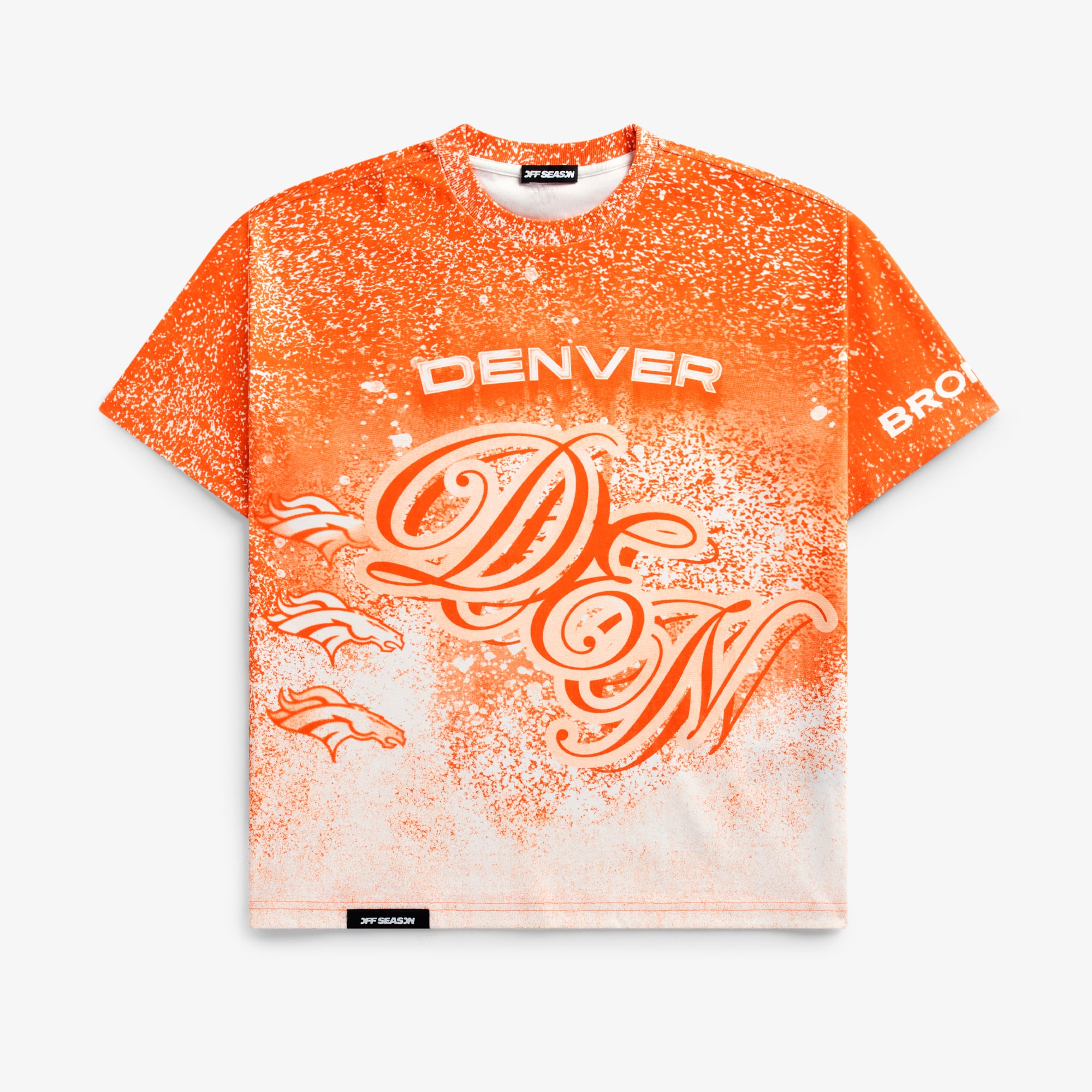 T-shirt unisexe orange Denver Broncos à imprimé graphique géant
