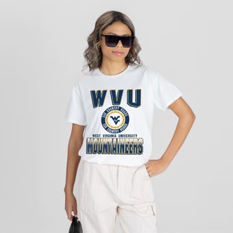 Women's Gameday Couture White West Virginia Mountaineers All-Time Classic Oversized Flowy T-Shirt