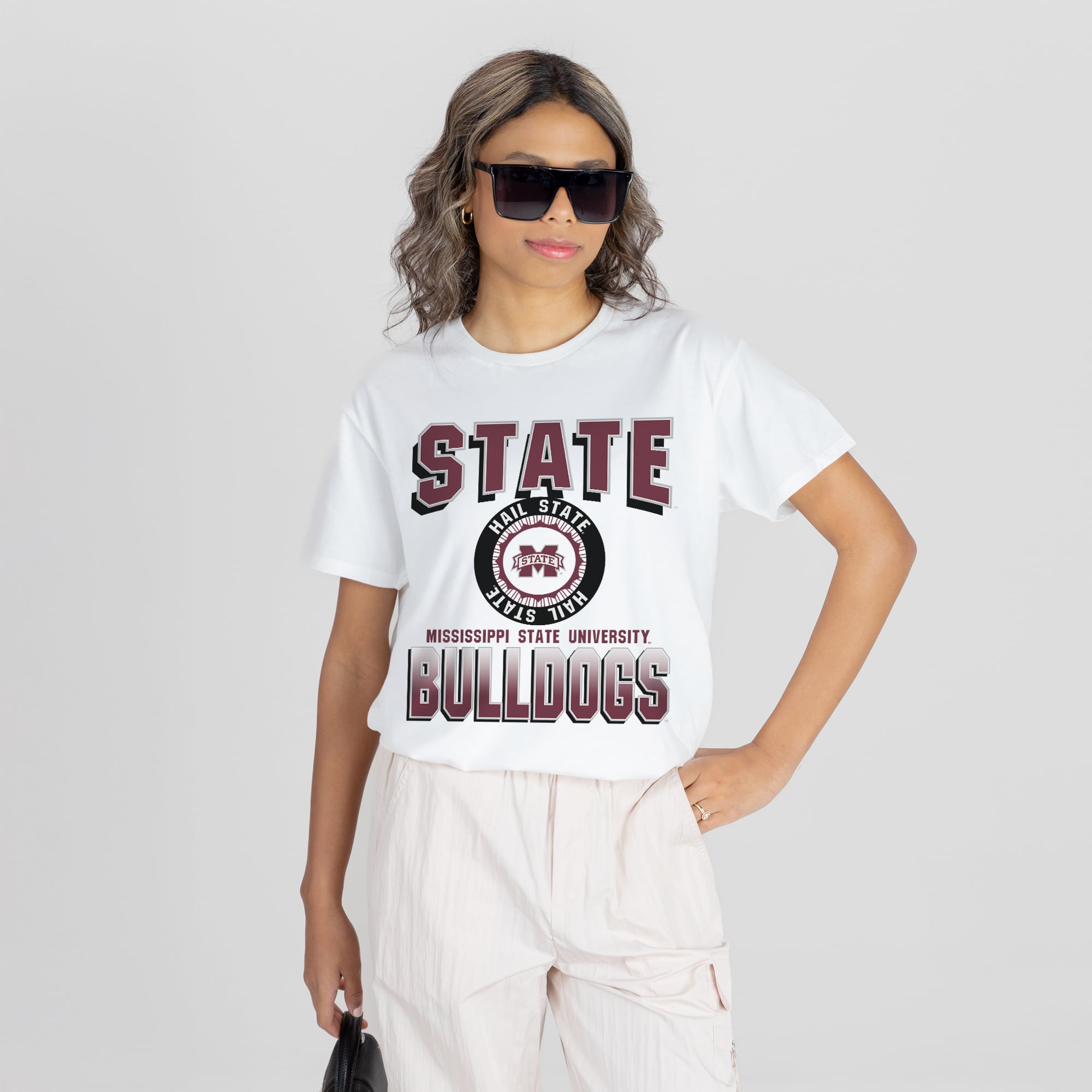 Women's Gameday Couture White Mississippi State Bulldogs All-Time Classic Oversized Flowy T-Shirt