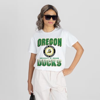 Women's Gameday Couture White Oregon Ducks All-Time Classic Oversized Flowy T-Shirt