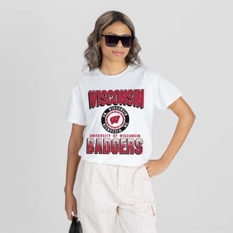 Women's Gameday Couture White Wisconsin Badgers All-Time Classic Oversized Flowy T-Shirt