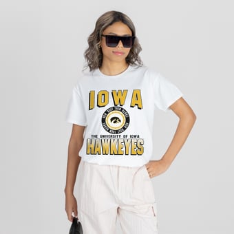 Women's Gameday Couture White Iowa Hawkeyes All-Time Classic Oversized Flowy T-Shirt