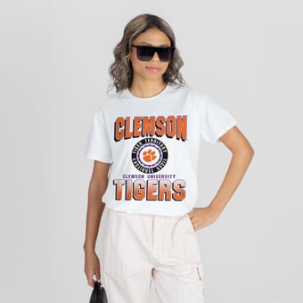 Women's Gameday Couture White Clemson Tigers All-Time Classic Oversized Flowy T-Shirt