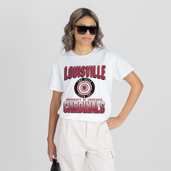 Women's Gameday Couture White Louisville Cardinals All-Time Classic Oversized Flowy T-Shirt