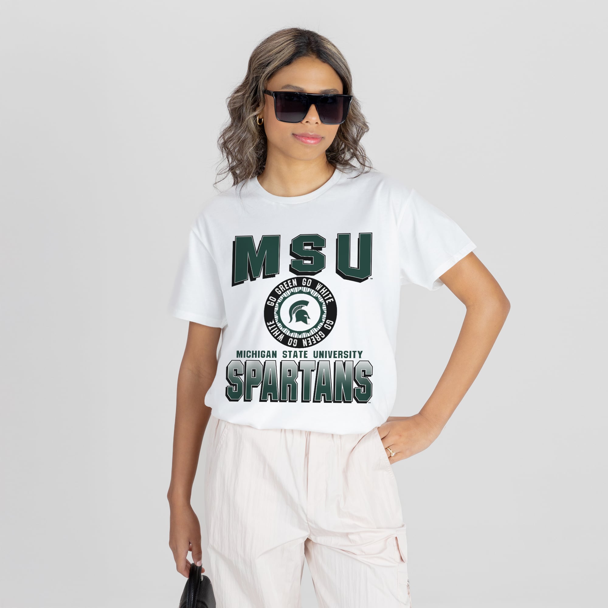 Women's Gameday Couture White Michigan State Spartans All-Time Classic Oversized Flowy T-Shirt