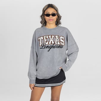 Women's Gameday Couture Gray Texas Longhorns Snow Wash Oversized Long Sleeve T-Shirt