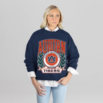 Women's Gameday Couture Navy Auburn Tigers Classic Archives Oversized Premium Fleece Sweatshirt