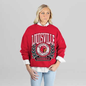 Women's Gameday Couture Red Louisville Cardinals Classic Archives Oversized Premium Fleece Sweatshirt