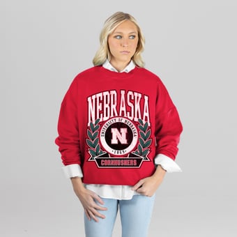 Women's Gameday Couture Scarlet Nebraska Huskers Classic Archives Oversized Premium Fleece Sweatshirt