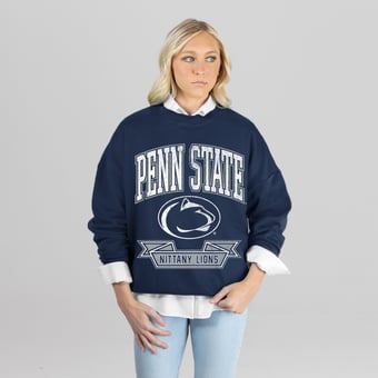 Women's Gameday Couture Navy Penn State Nittany Lions Classic Archives Oversized Premium Fleece Sweatshirt