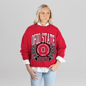 Women's Gameday Couture Scarlet Ohio State Buckeyes Classic Archives Oversized Premium Fleece Sweatshirt