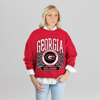 Women's Gameday Couture Red Georgia Bulldogs Classic Archives Oversized Premium Fleece Sweatshirt