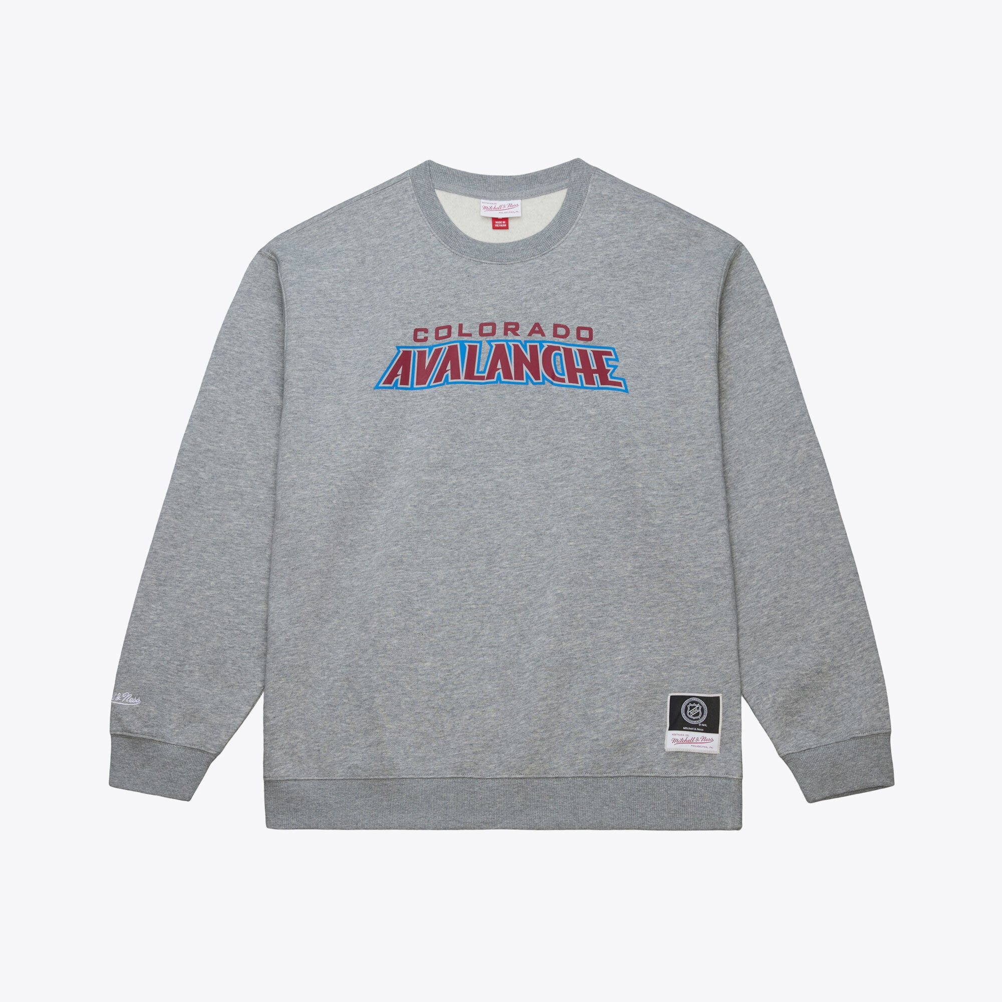 Men's Mitchell & Ness  Heather Gray Colorado Avalanche Walk-Off Logo Fleece Crewneck Sweatshirt