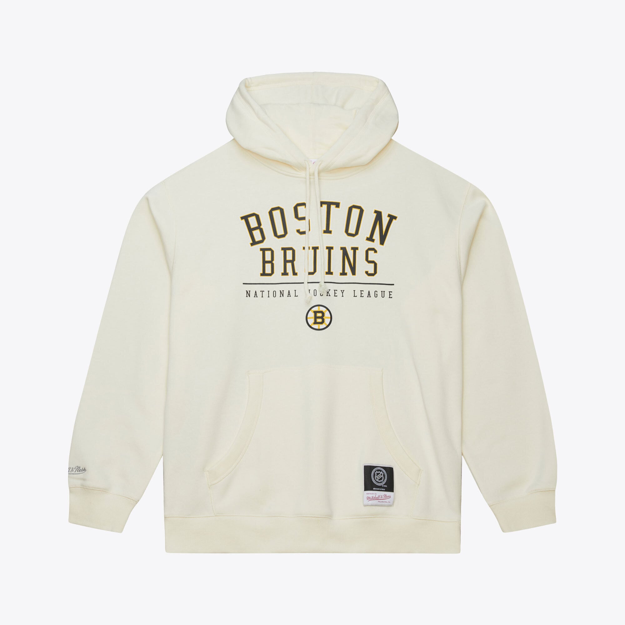 Men's Mitchell & Ness  Cream Boston Bruins Walk-Off Vintage Logo Fleece Hoodie