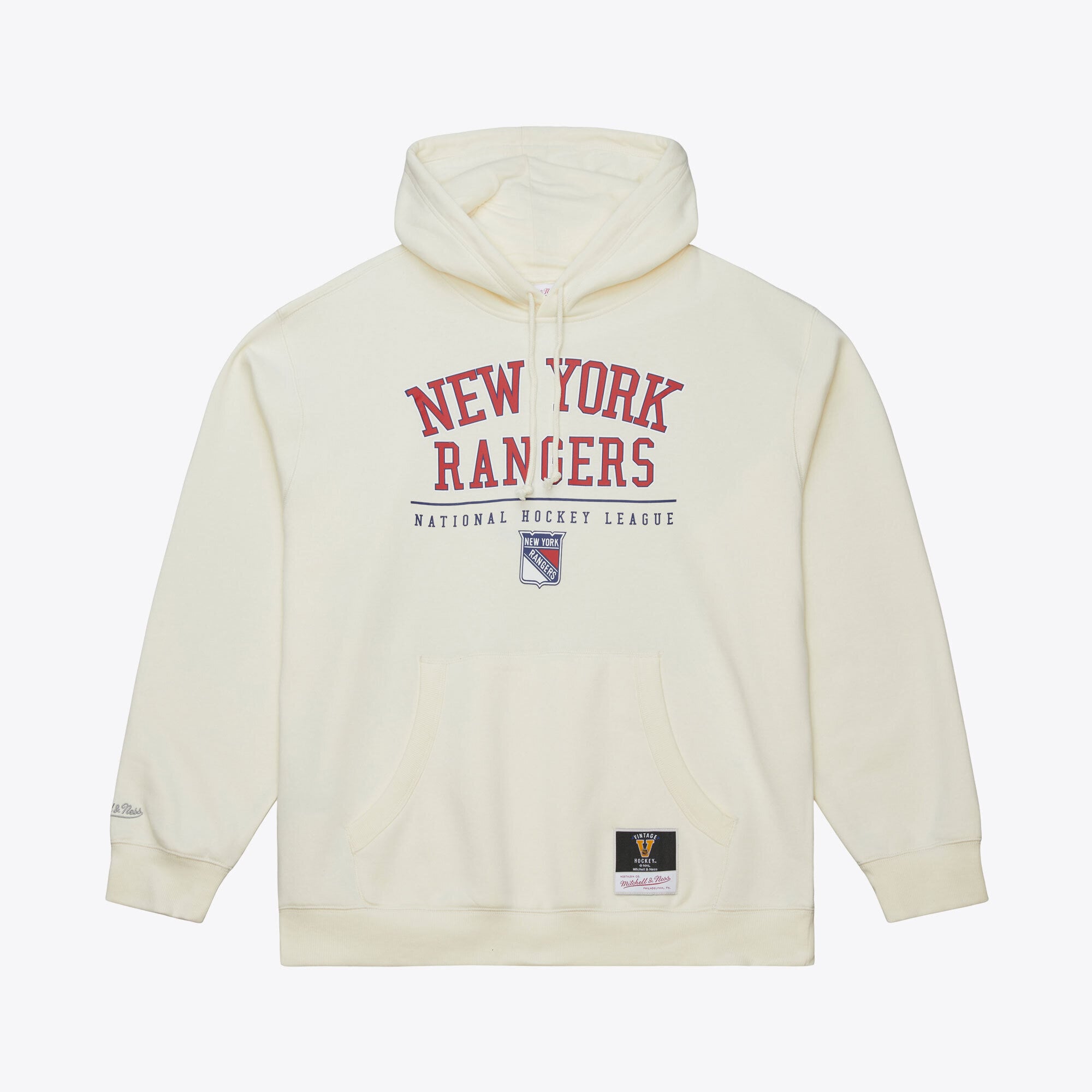 Men's Mitchell & Ness  Cream New York Rangers Walk-Off Vintage Logo Fleece Hoodie
