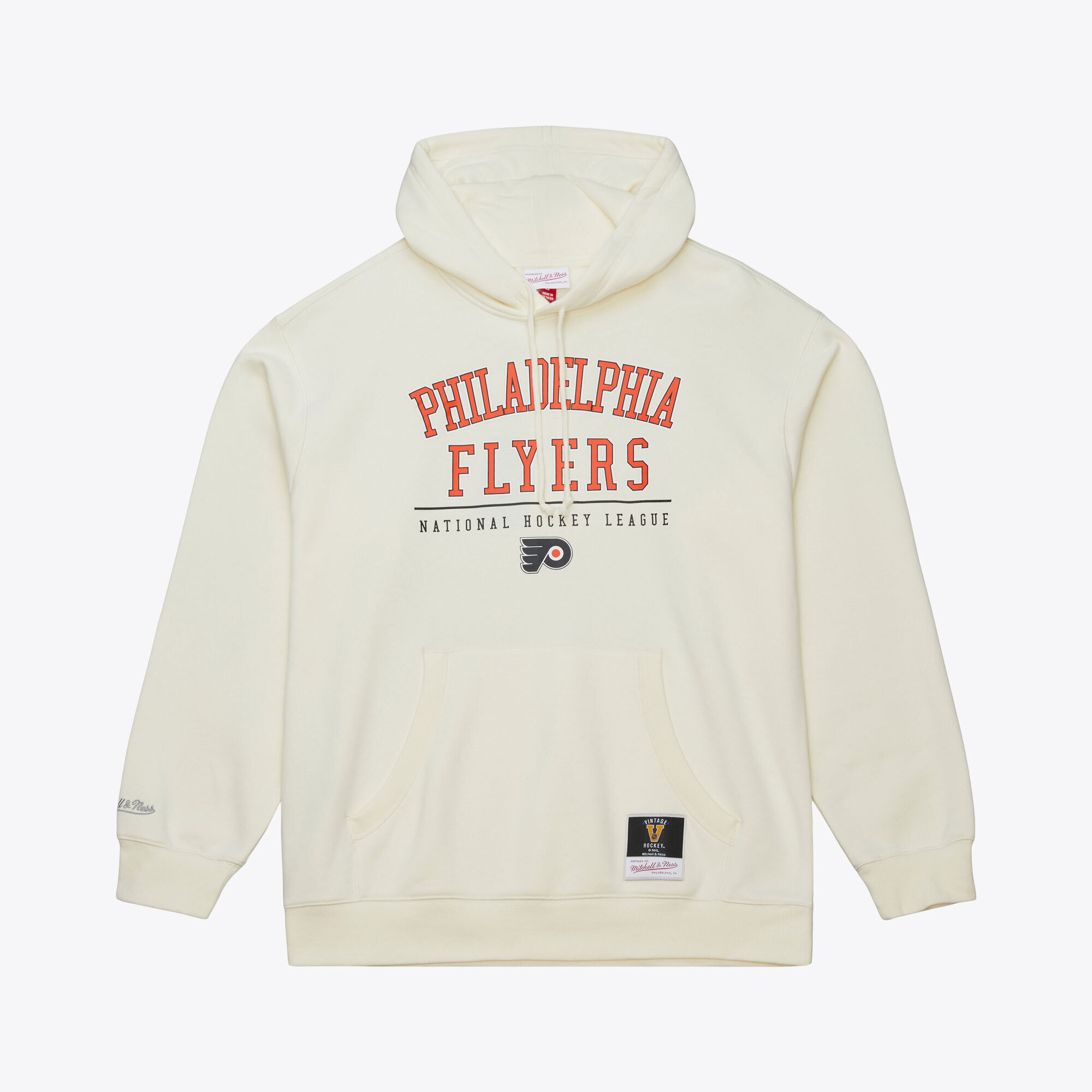 Men's Mitchell & Ness  Cream Philadelphia Flyers Walk-Off Vintage Logo Fleece Hoodie