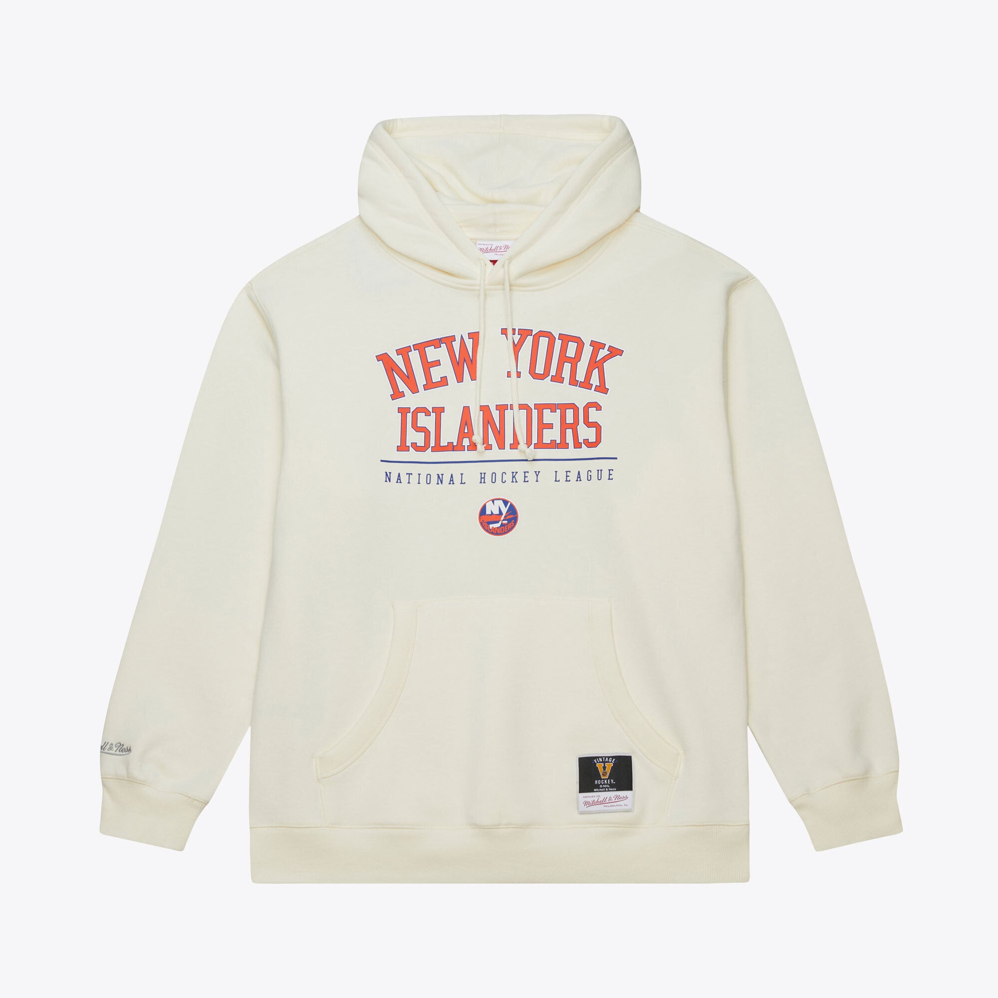 Men's Mitchell & Ness  Cream New York Islanders Walk-Off Vintage Logo Fleece Hoodie
