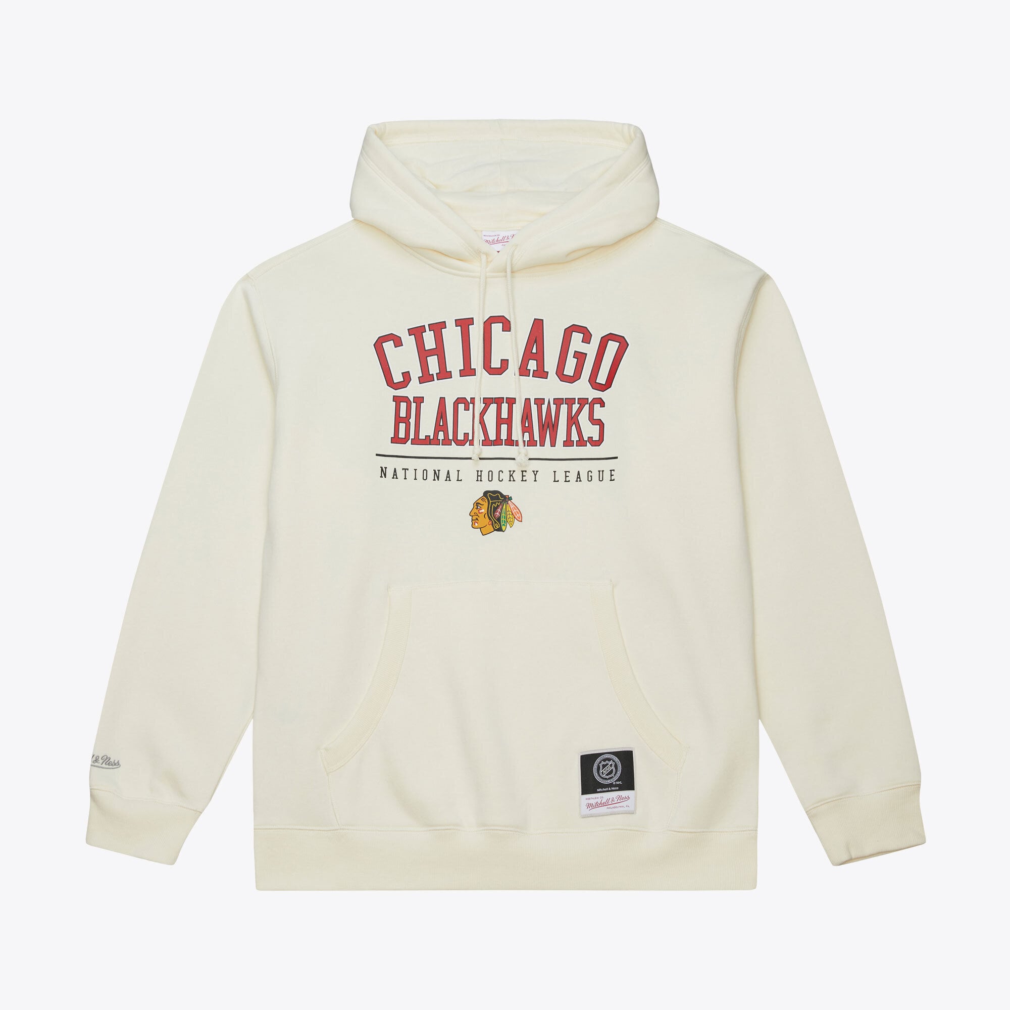 Men's Mitchell & Ness  Cream Chicago Blackhawks Walk-Off Logo Fleece Hoodie