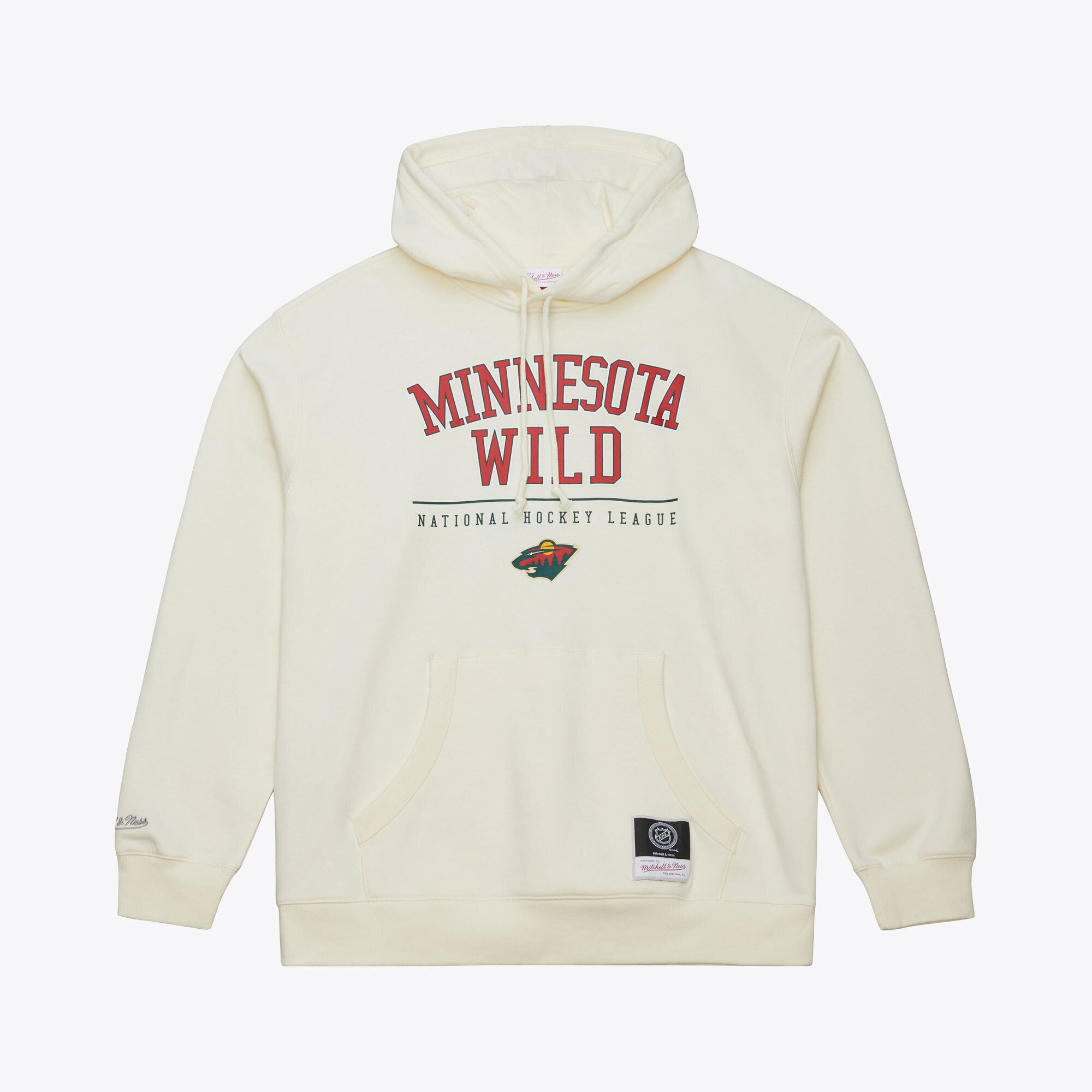 Men's Mitchell & Ness  Cream Minnesota Wild Walk-Off Logo Fleece Hoodie