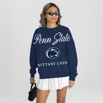 Women's Gameday Couture Navy Penn State Nittany Lions Legacy Club Oversized Premium Fleece Sweatshirt