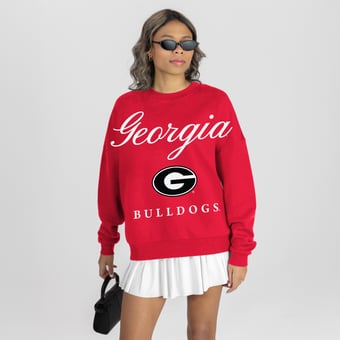 Women's Gameday Couture Red Georgia Bulldogs Legacy Club Oversized Premium Fleece Sweatshirt