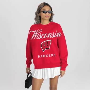 Women's Gameday Couture Red Wisconsin Badgers Legacy Club Oversized Premium Fleece Sweatshirt