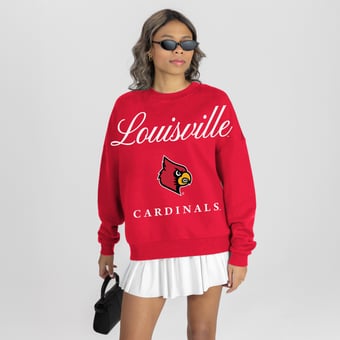 Women's Gameday Couture Red Louisville Cardinals Legacy Club Oversized Premium Fleece Sweatshirt