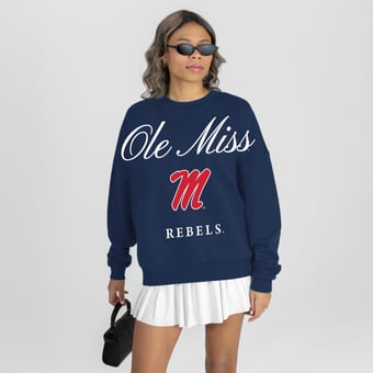 Women's Gameday Couture Navy Ole Miss Rebels Legacy Club Oversized Premium Fleece Sweatshirt