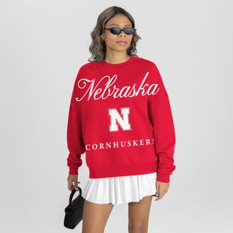 Women's Gameday Couture Scarlet Nebraska Huskers Legacy Club Oversized Premium Fleece Sweatshirt
