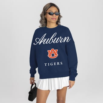 Women's Gameday Couture Navy Auburn Tigers Legacy Club Oversized Premium Fleece Sweatshirt