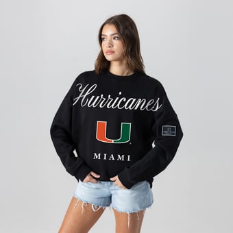 Women's Gameday Couture Black Miami Hurricanes Oversized Legacy Club Black Label Premium Fleece Sweatshirt