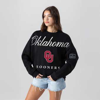 Women's Gameday Couture Black Oklahoma Sooners Oversized Legacy Club Black Label Premium Fleece Sweatshirt