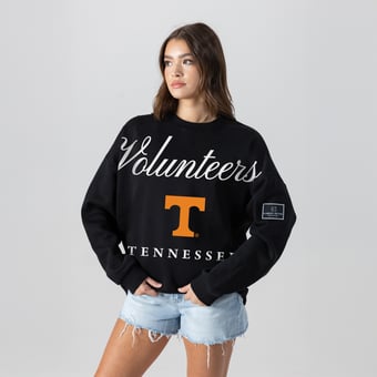 Women's Gameday Couture Black Tennessee Volunteers Oversized Legacy Club Black Label Premium Fleece Sweatshirt