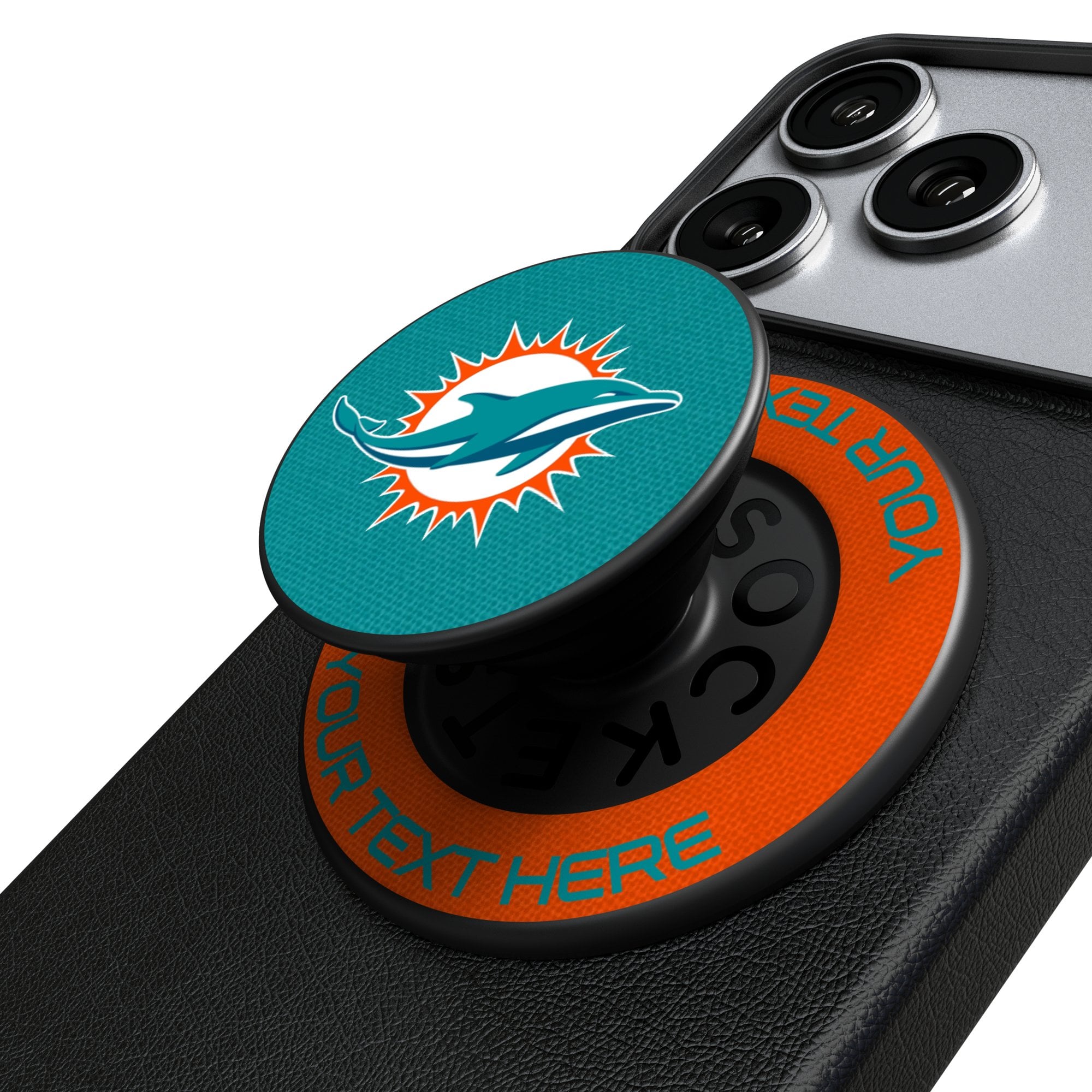 Keyscaper Miami Dolphins Personalized Endzone Solid PopSockets Magnetic Phone Grip & Stand