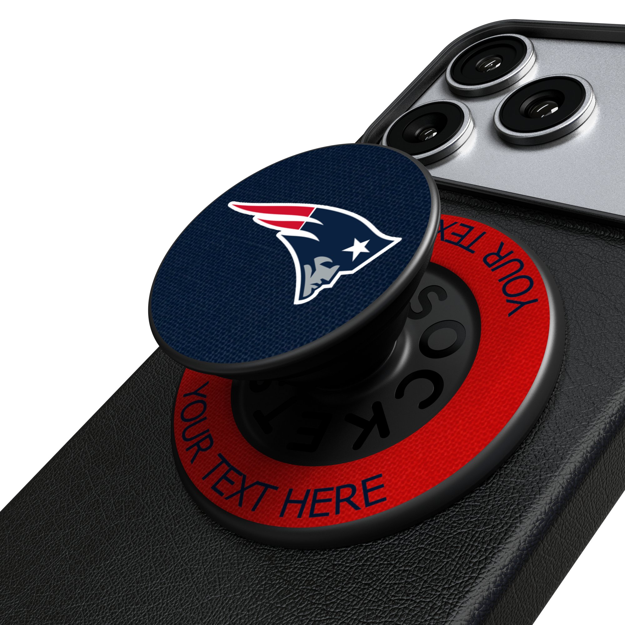 Keyscaper New England Patriots Personalized Endzone Solid PopSockets Magnetic Phone Grip & Stand