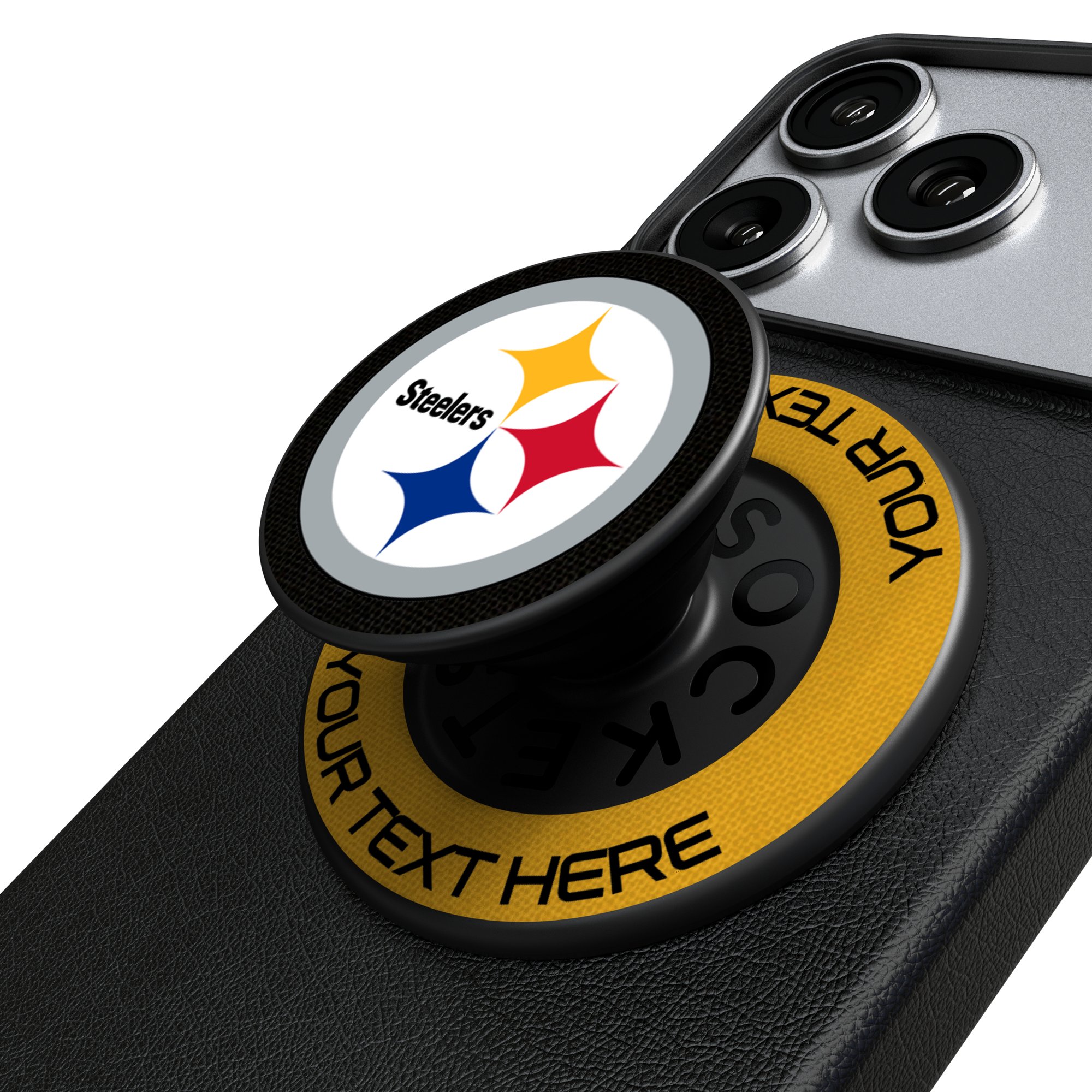 Keyscaper Pittsburgh Steelers Personalized Endzone Solid PopSockets Magnetic Phone Grip & Stand