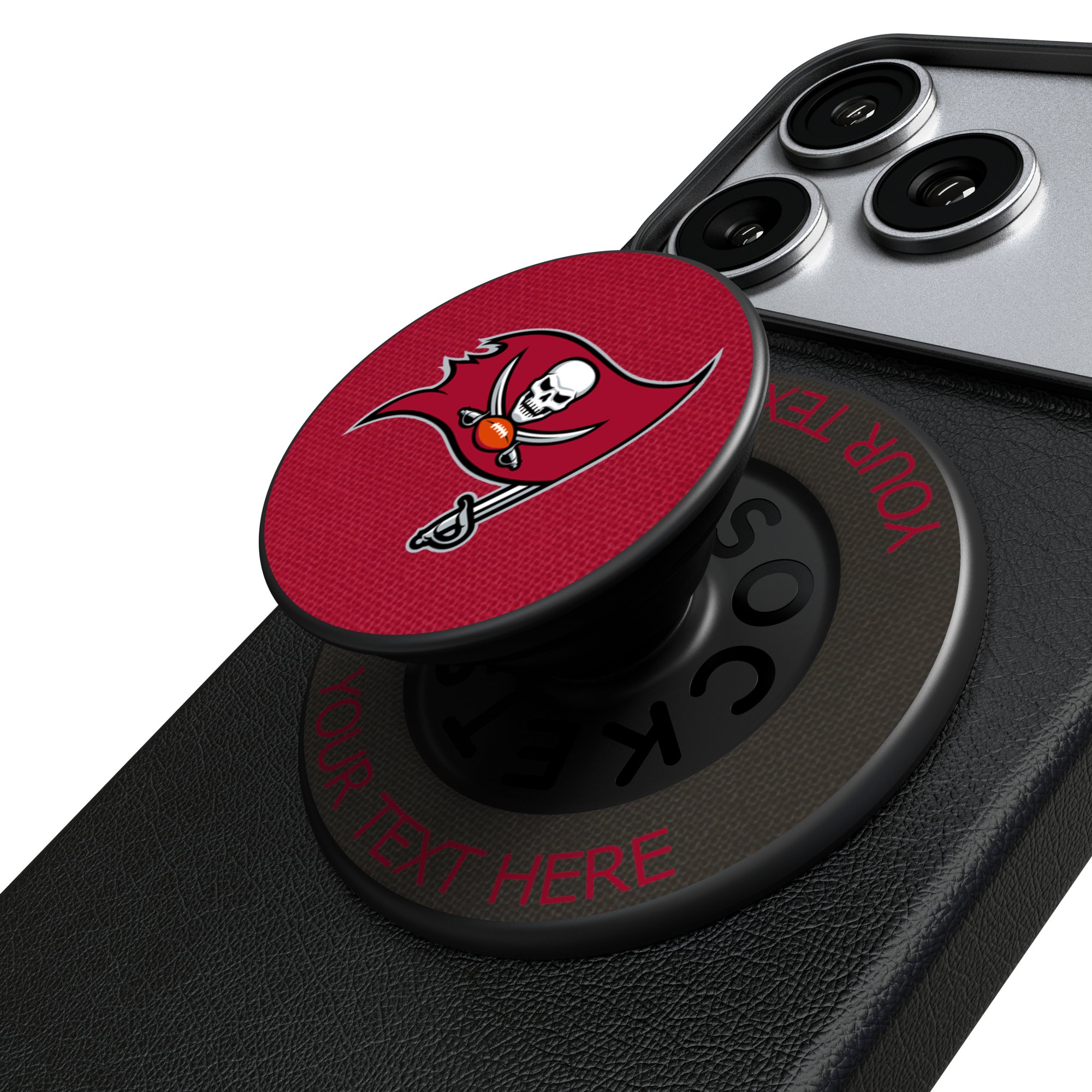 Keyscaper Tampa Bay Buccaneers Personalized Endzone Solid PopSockets Magnetic Phone Grip & Stand