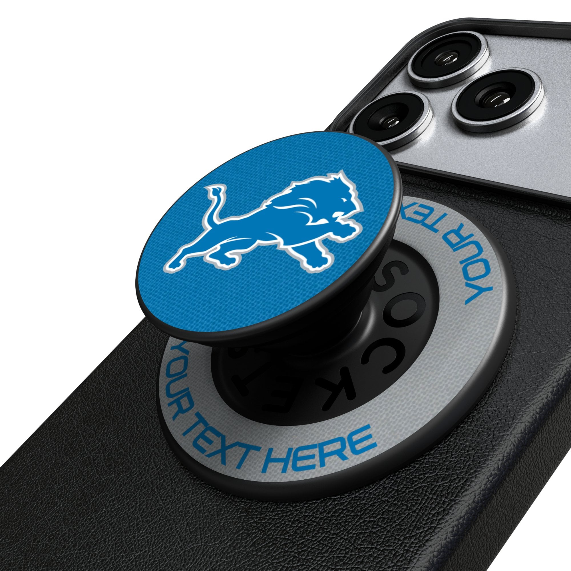 Keyscaper Detroit Lions Personalized Endzone Solid PopSockets Magnetic Phone Grip & Stand