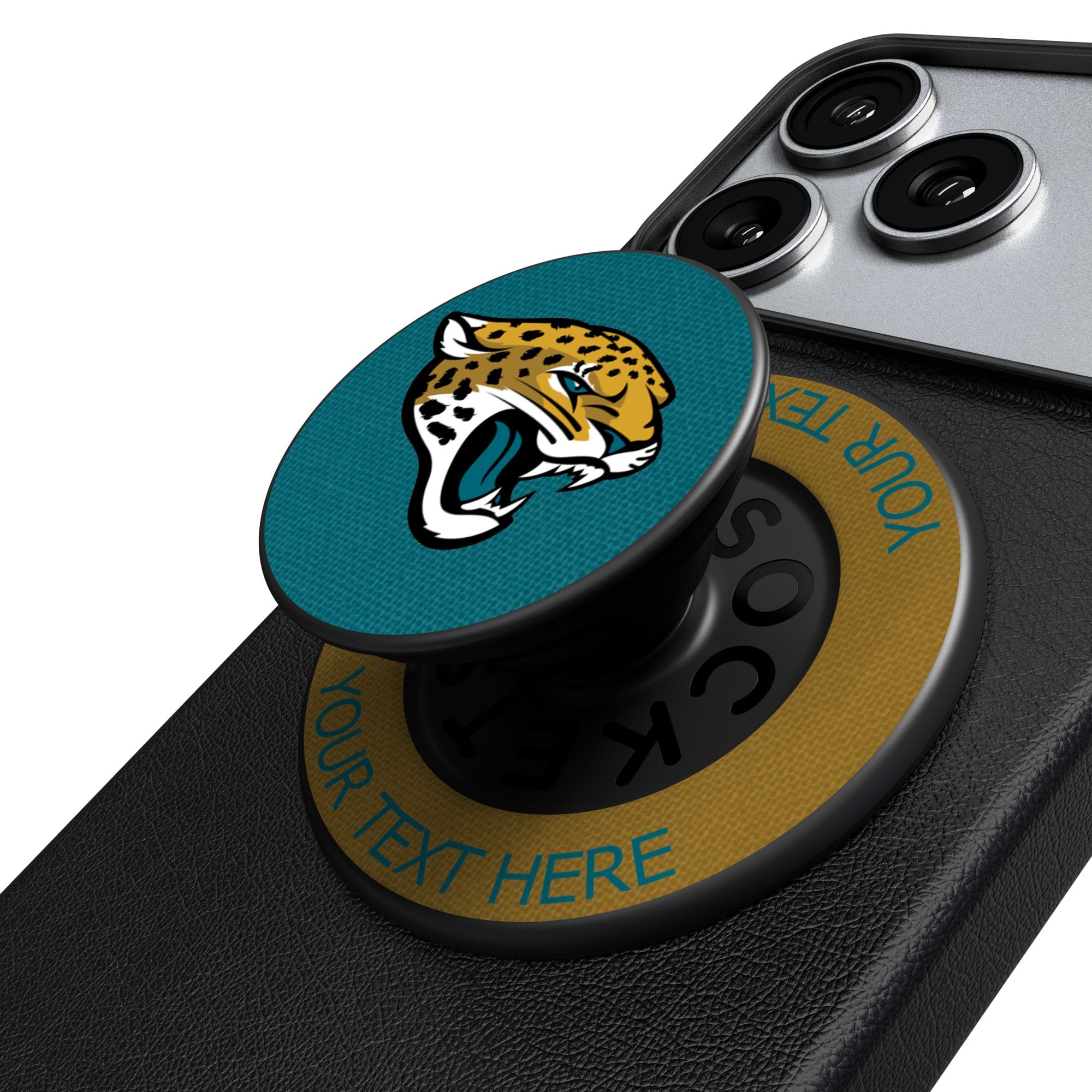 Keyscaper Jacksonville Jaguars Personalized Endzone Solid PopSockets Magnetic Phone Grip & Stand