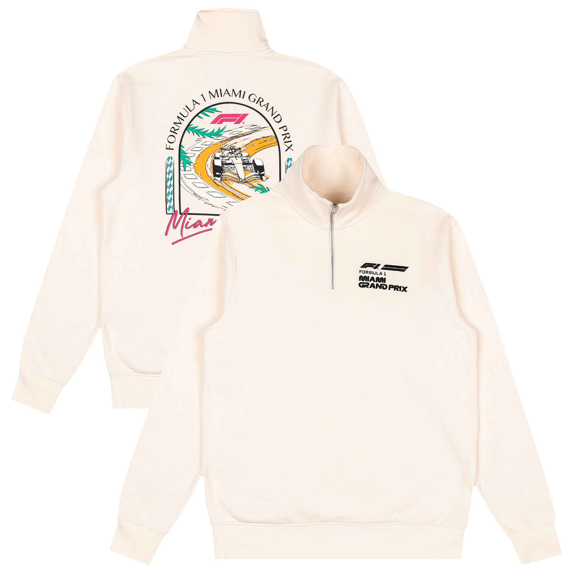Men's White 2026 Miami Grand Prix Corner Quarter-Zip Sweatshirt