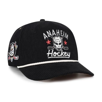 Men's '47 Black Anaheim Ducks Hockey Mask Corduroy Rope Hitch Adjustable Hat